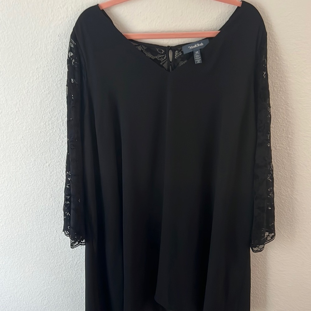 Black lace back and sleeve dress